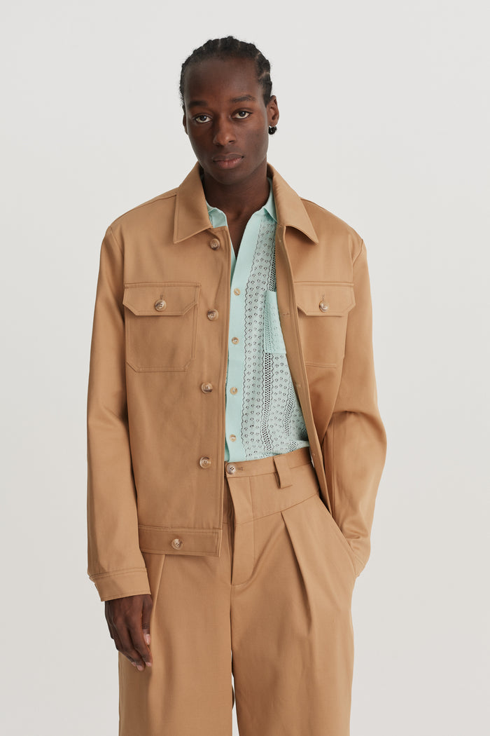 King & Tuckfield Collared Bomber Jacket BROWN