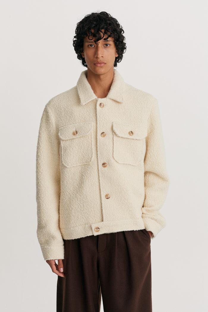 King & Tuckfield Collared Bomber Jacket ECRU