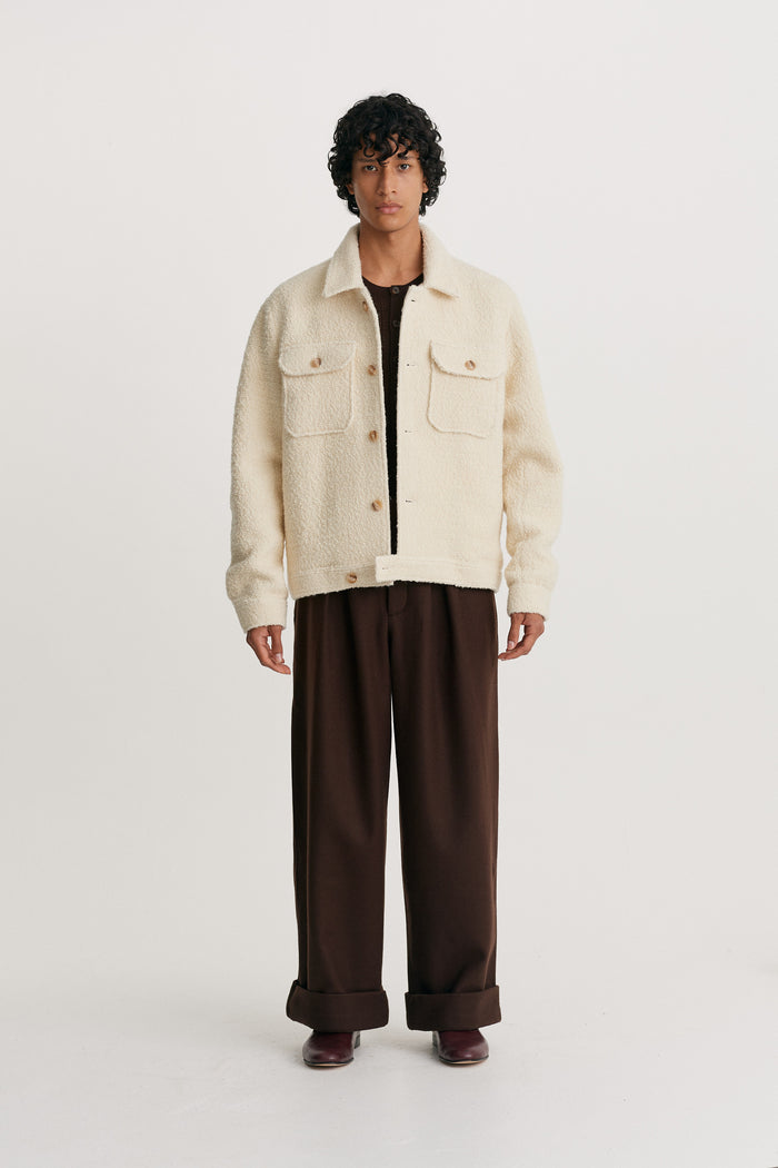 king & tuckfield Collared Bomber Jacket ECRU