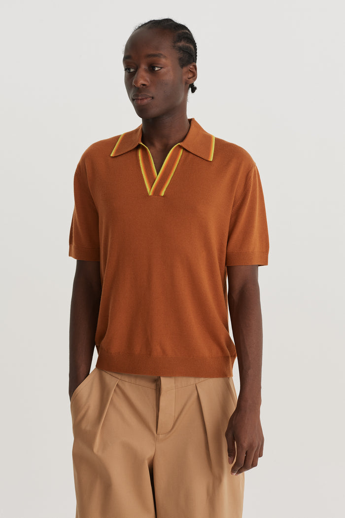 king & tuckfield Colour Trim SS Polo GINGER