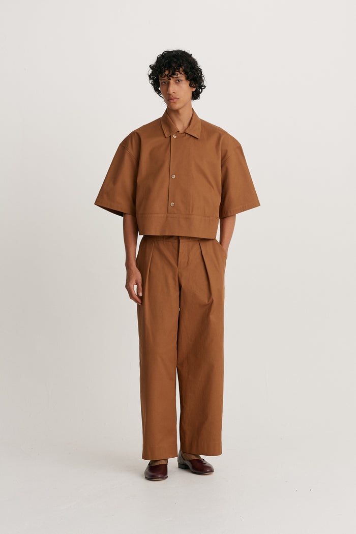 King & Tuckfield Crop DB Placket Shirt CARAMEL