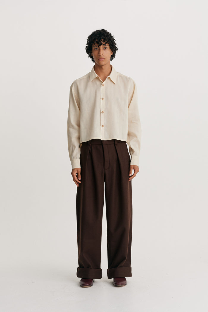 King & Tuckfield Cropped LS Shirt VANILLA