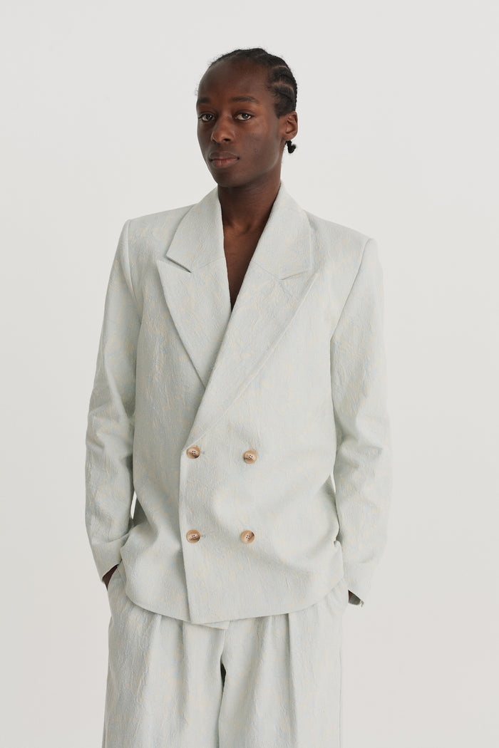 King & Tuckfield Double Breasted Floral Blazer BLUE