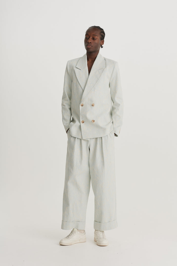 king & tuckfield Double Breasted Floral Blazer BLUE