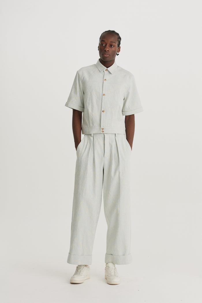 King & Tuckfield Floral SS 50's Shirt BLUE