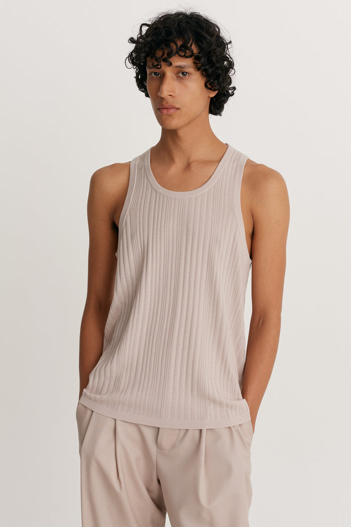 king & tuckfield Irregular Rib Knitted Vest GREY