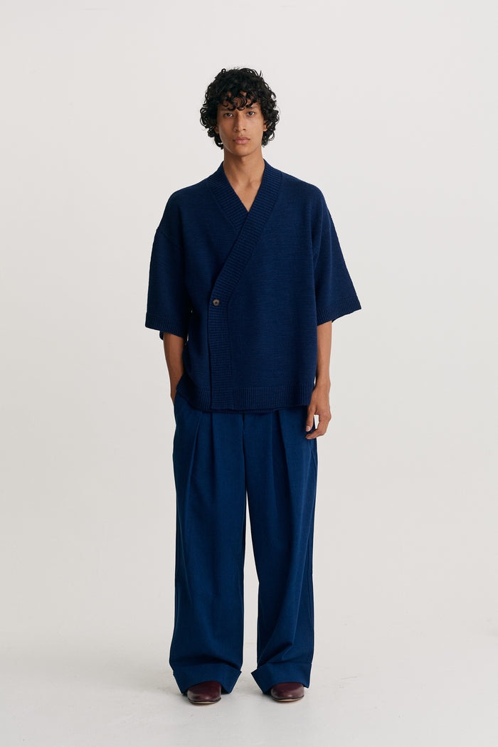 King & Tuckfield Knitted Wrap Shirt NAVY