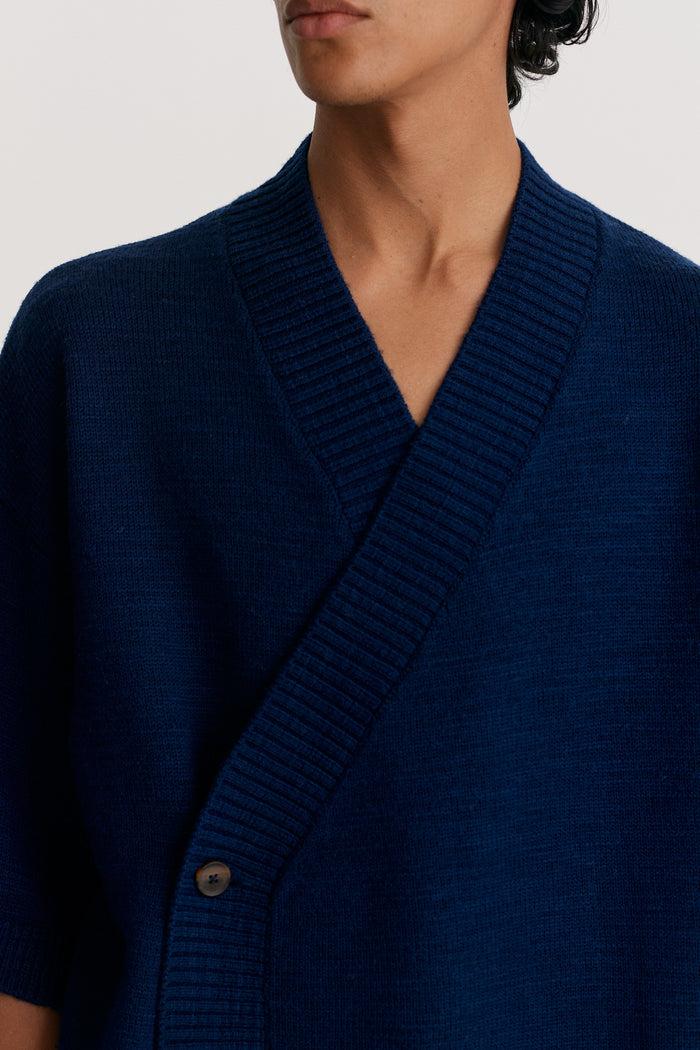 King & Tuckfield Knitted Wrap Shirt NAVY