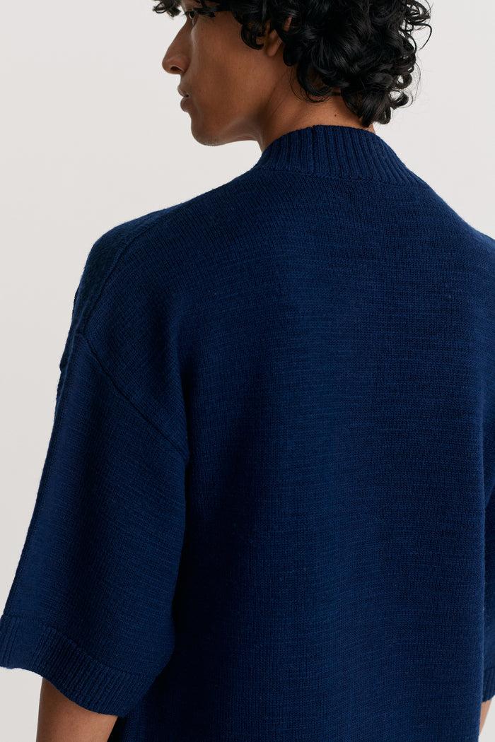 King & Tuckfield Knitted Wrap Shirt NAVY