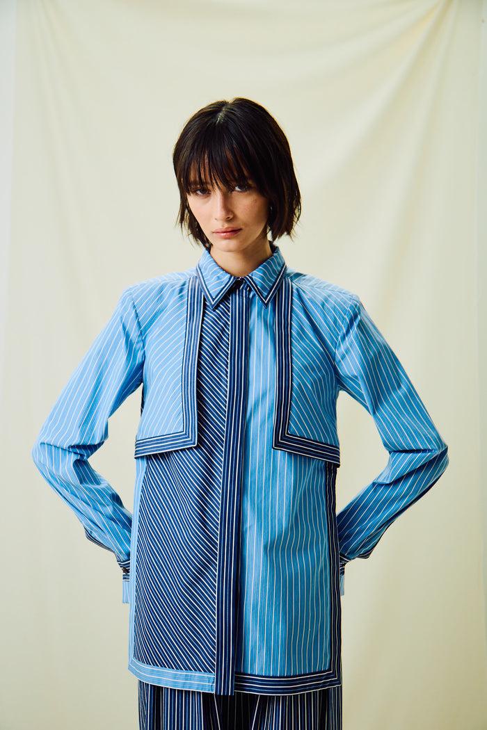 king & tuckfield LS Backless Shirt BLUE
