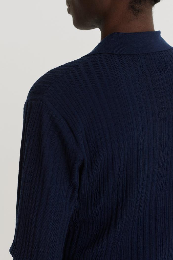King & Tuckfield LS Classic Polo Irregular Rib NAVY