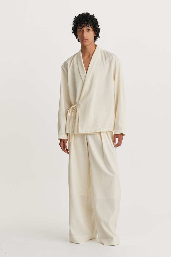 King & Tuckfield LS Wrap Tie Shirt VANILLA