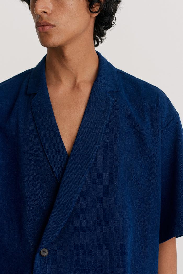 King & Tuckfield Notch Collar Wrap Shirt NAVY