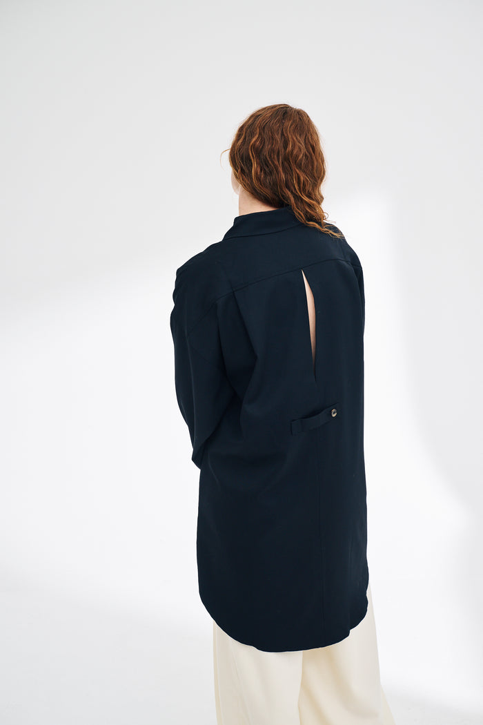 King & Tuckfield Oversized Tab Shirt Dress BLACK