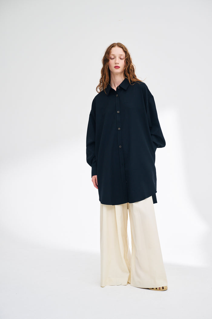 King & Tuckfield Oversized Tab Shirt Dress BLACK