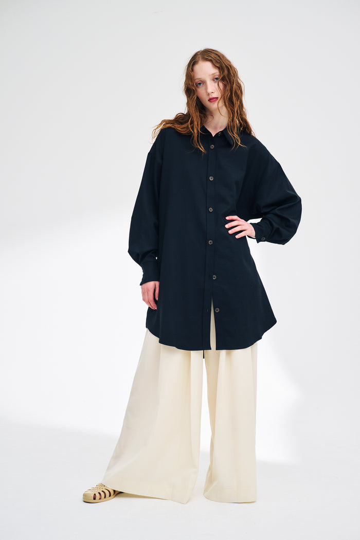 King & Tuckfield Oversized Tab Shirt Dress BLACK