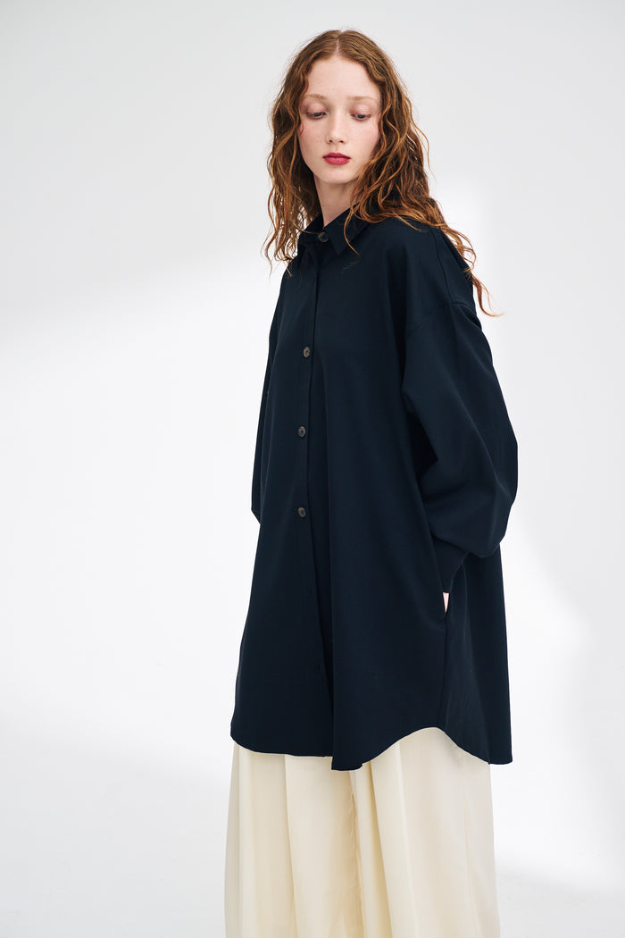 king & tuckfield Oversized Tab Shirt Dress BLACK