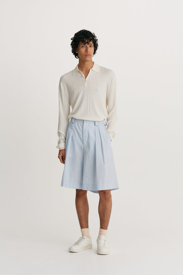 King & Tuckfield Pleated Wide-Leg Short DREAM BLUE