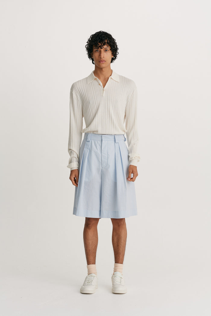 king & tuckfield Pleated Wide-Leg Short DREAM BLUE