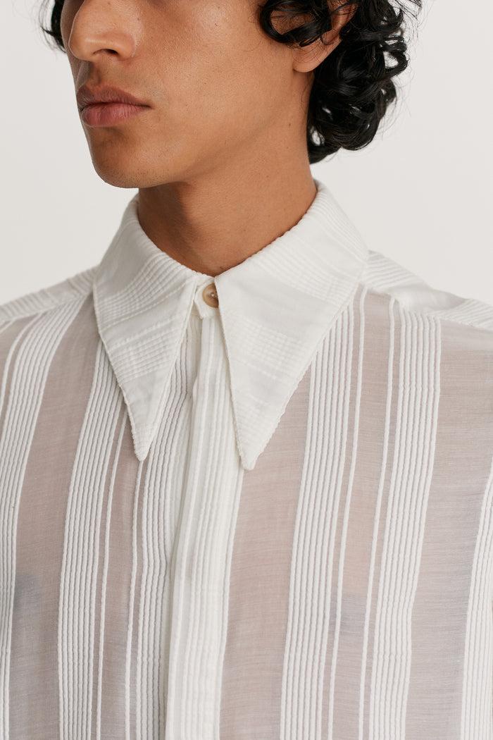 King & Tuckfield Pointed Collar Longline Shirt WHITE
