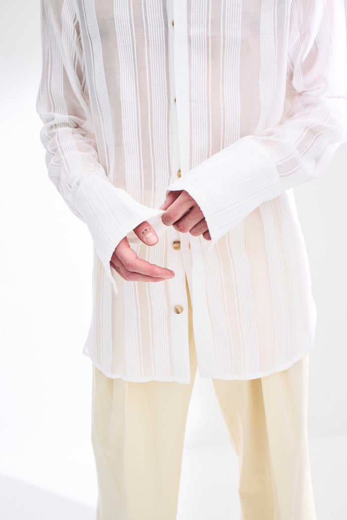 King & Tuckfield Pointed Collar Longline Shirt WHITE