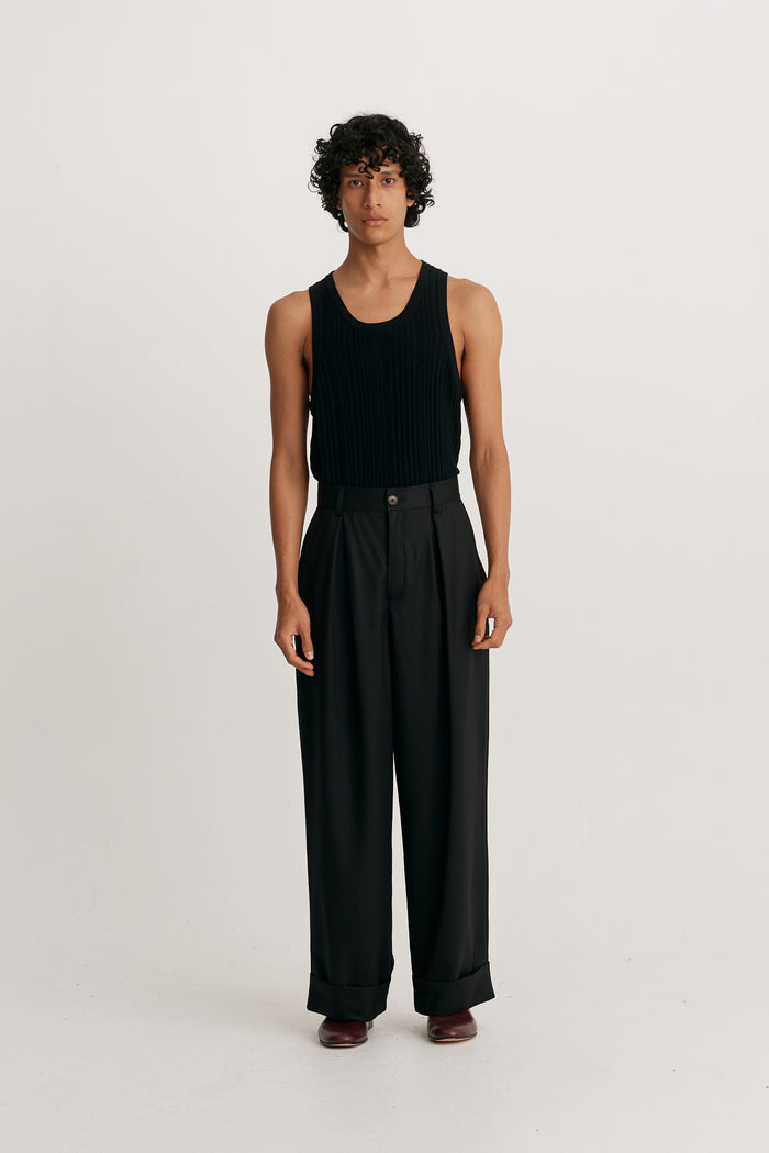 king & tuckfield Roll Cuff Chino BLACK