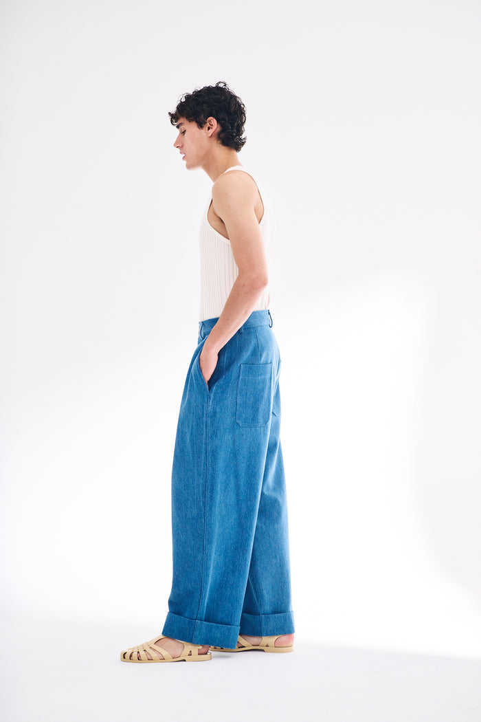 King & Tuckfield Roll Cuff Chino BLUE