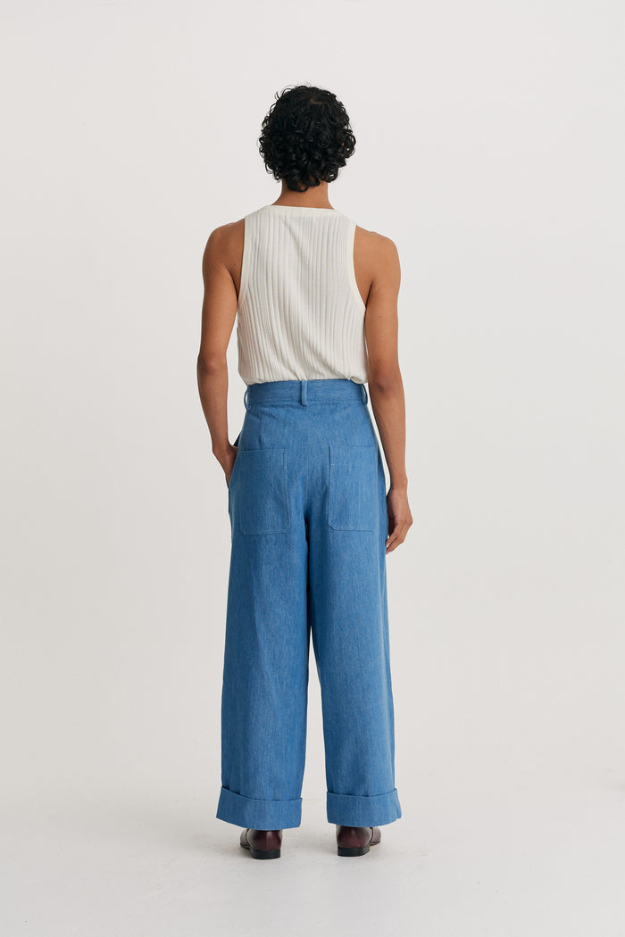 King & Tuckfield Roll Cuff Chino BLUE