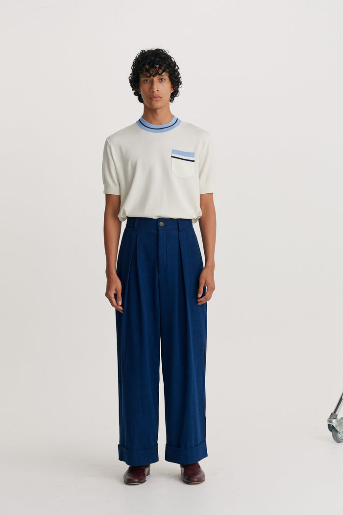 king & tuckfield Roll Cuff Chino INDIGO