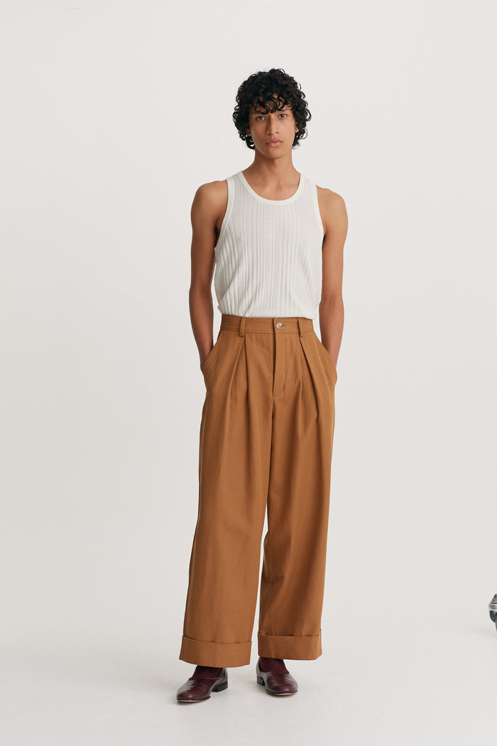 King & Tuckfield Roll Cuff Chino TOFFEE