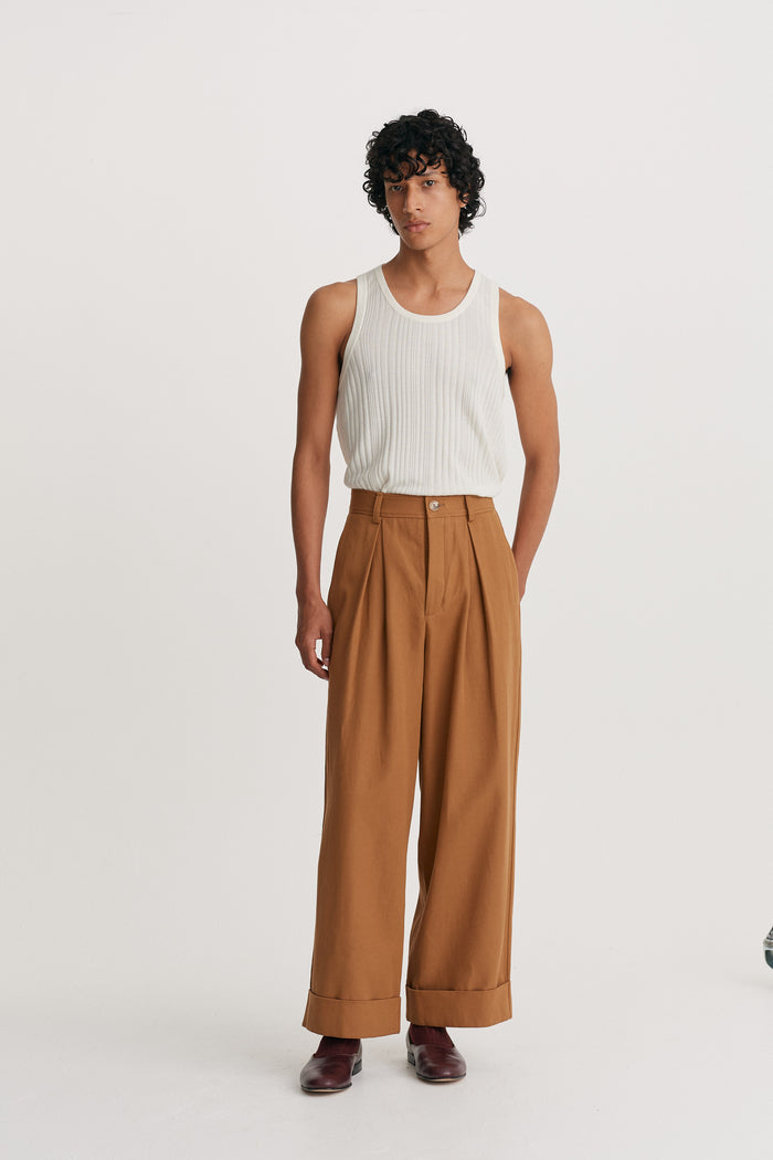 King & Tuckfield Roll Cuff Chino TOFFEE