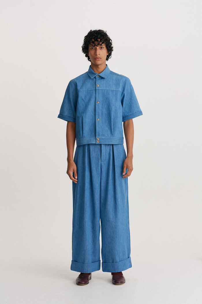 King & Tuckfield SS 50's Shirt BLUE