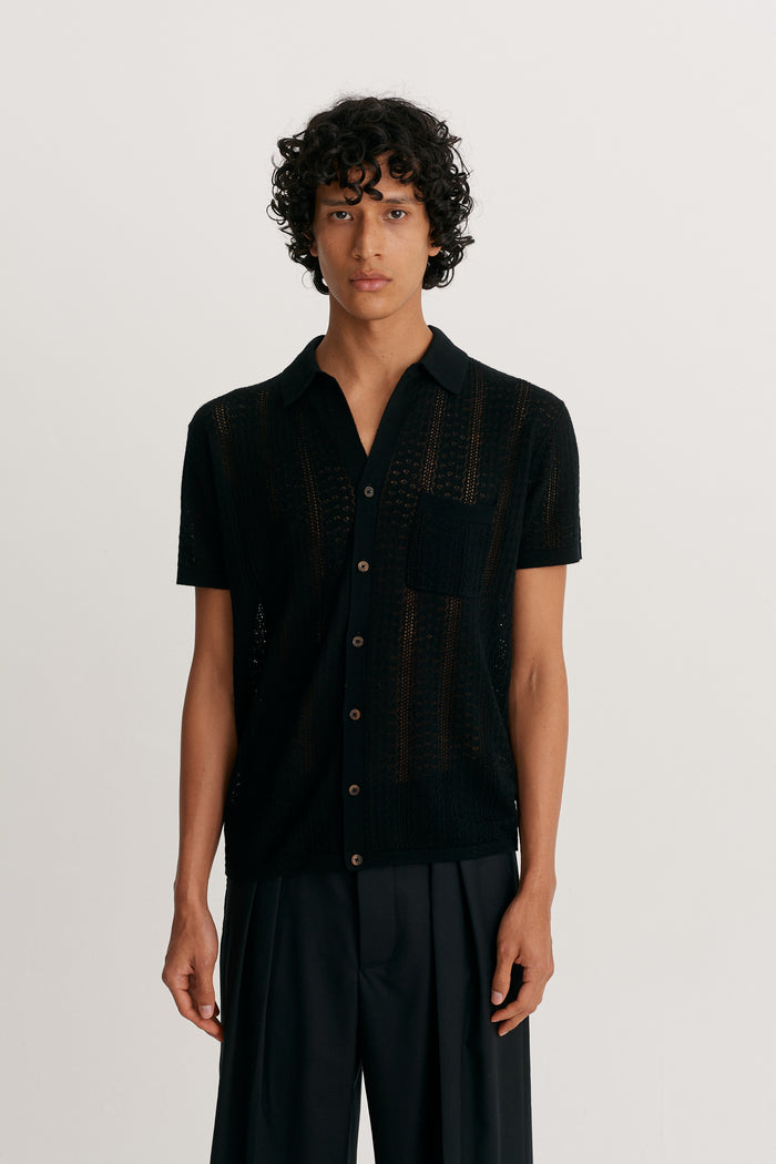 king & tuckfield SS Fitted Shirt BLACK