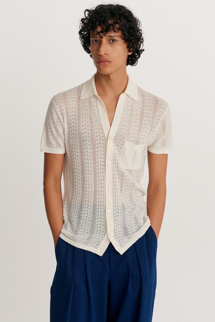 king & tuckfield SS Fitted Shirt ECRU