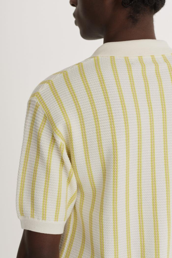 King & Tuckfield Stripe Camp Collar Shirt VANILLA