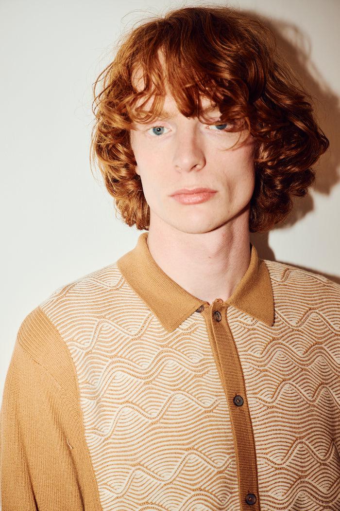 King & Tuckfield Textured Wave Cardigan BROWN