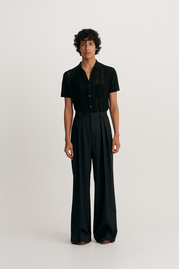 king & tuckfield Wide Leg Trouser BLACK