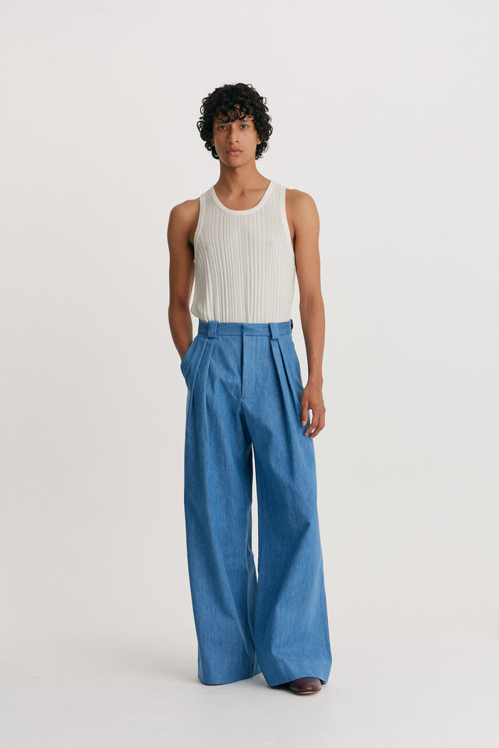 king & tuckfield Wide Leg Trouser BLUE