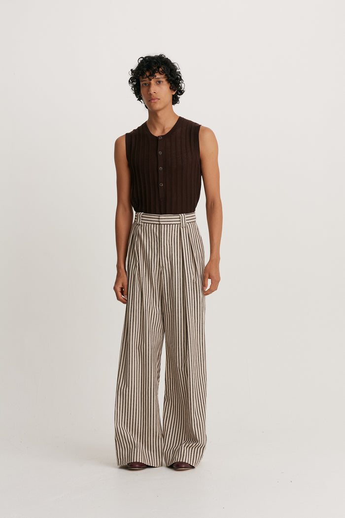 King & Tuckfield Wide Leg Trouser OYSTER