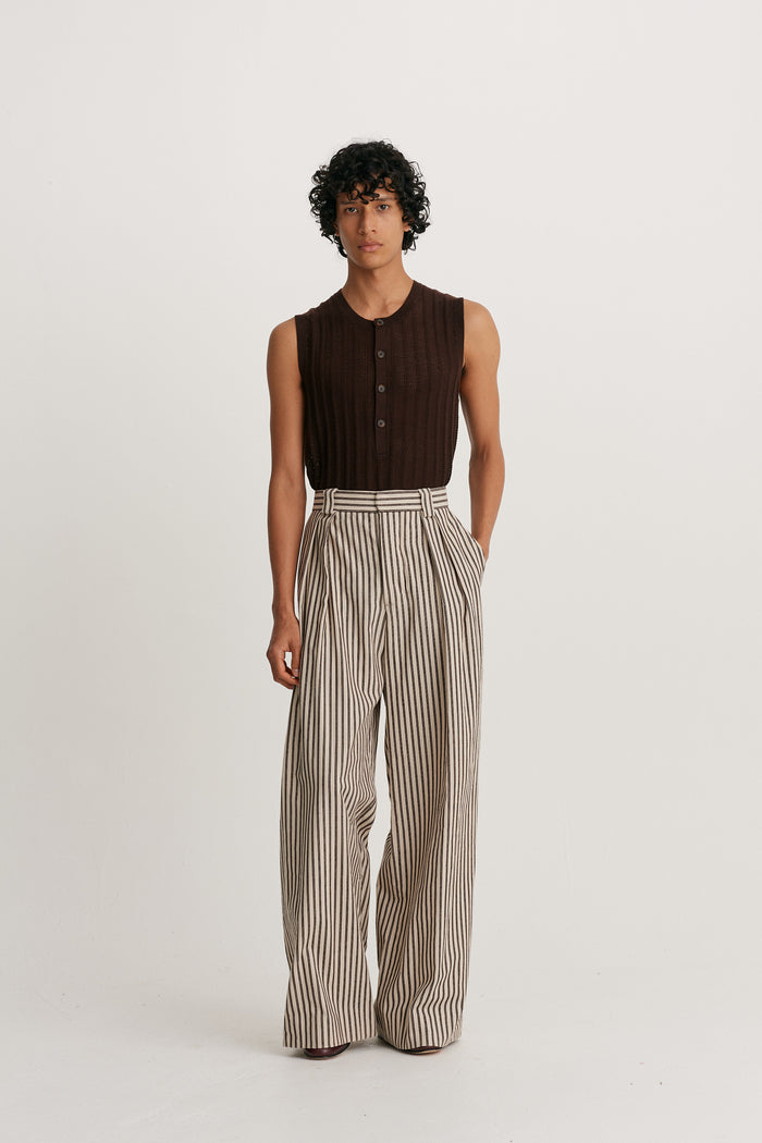 king & tuckfield Wide Leg Trouser OYSTER