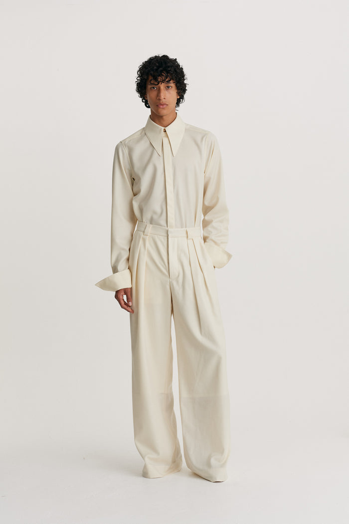 king & tuckfield Wide Leg Trouser VANILLA