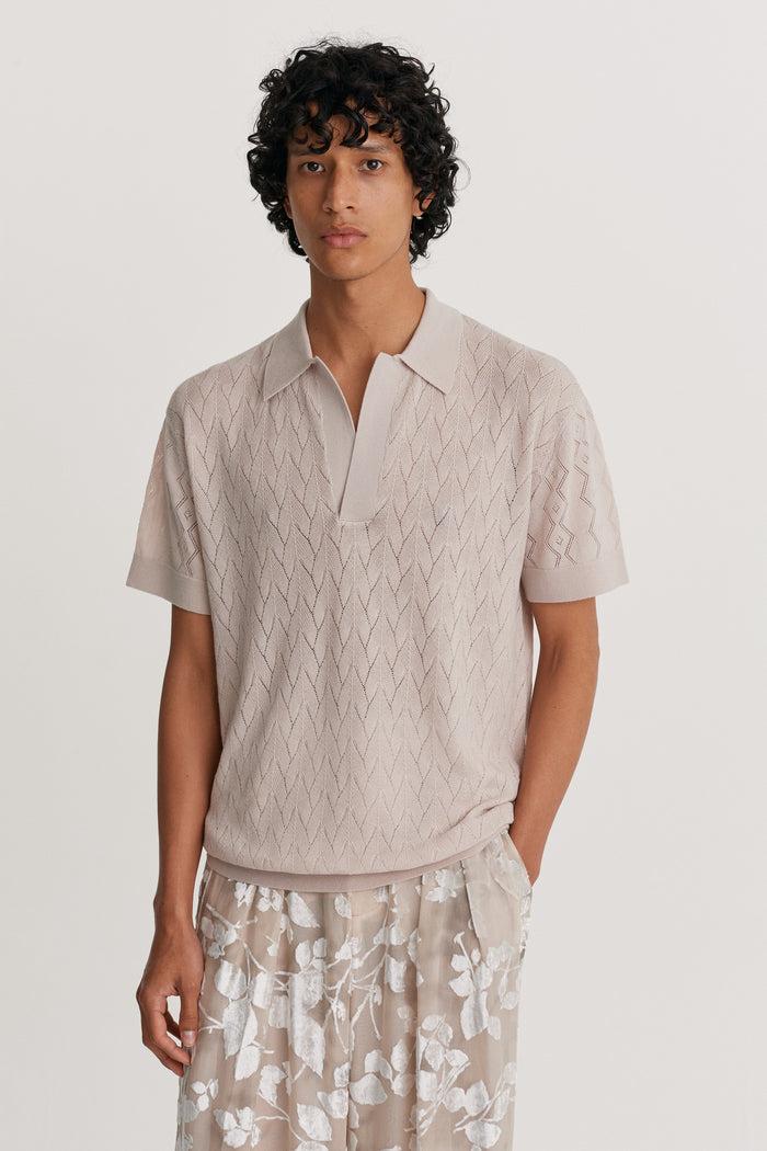 king & tuckfield Lightweight Contrast Textured Polo GREY