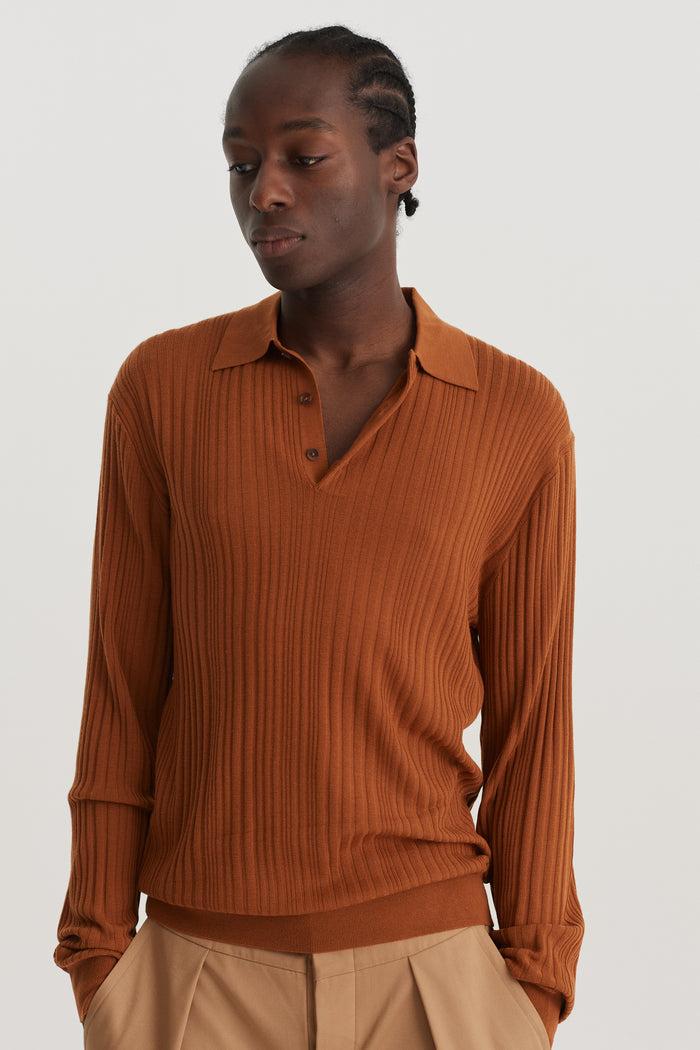 king & tuckfield LS Classic Polo Irregular Rib GINGER
