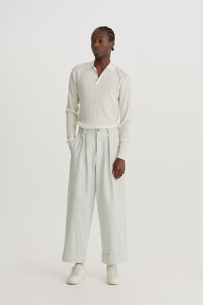 King & Tuckfield LS Classic Polo Irregular Rib VANILLA