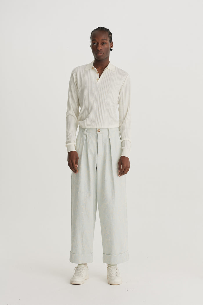 king & tuckfield LS Classic Polo Irregular Rib VANILLA