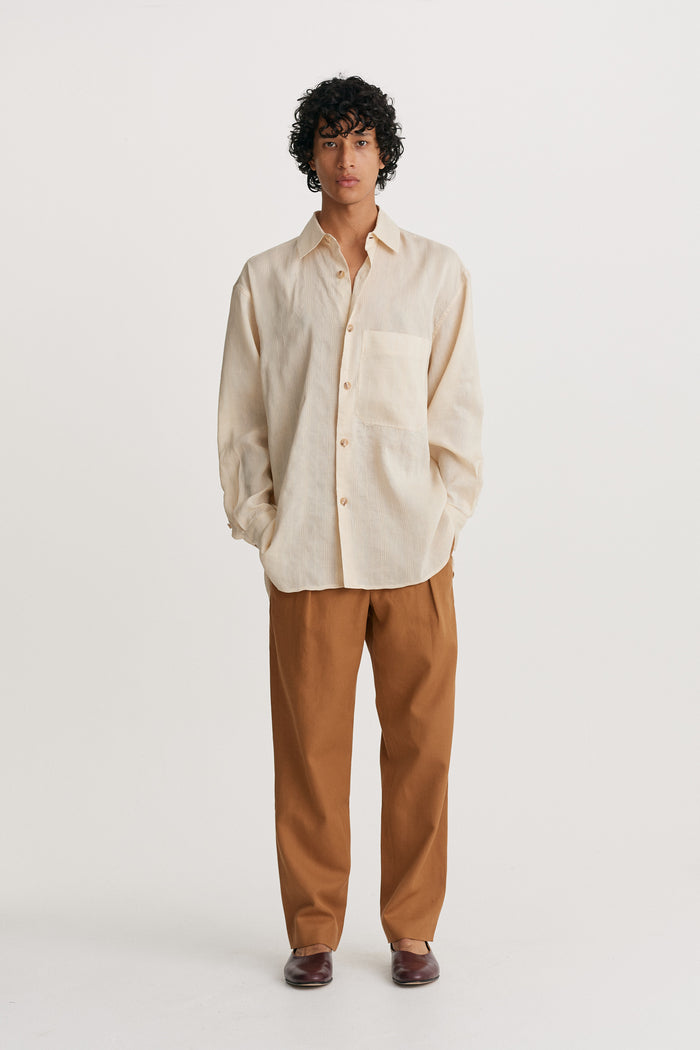 King & Tuckfield Pocket Oversized Roll Sleeve Shirt ECRU