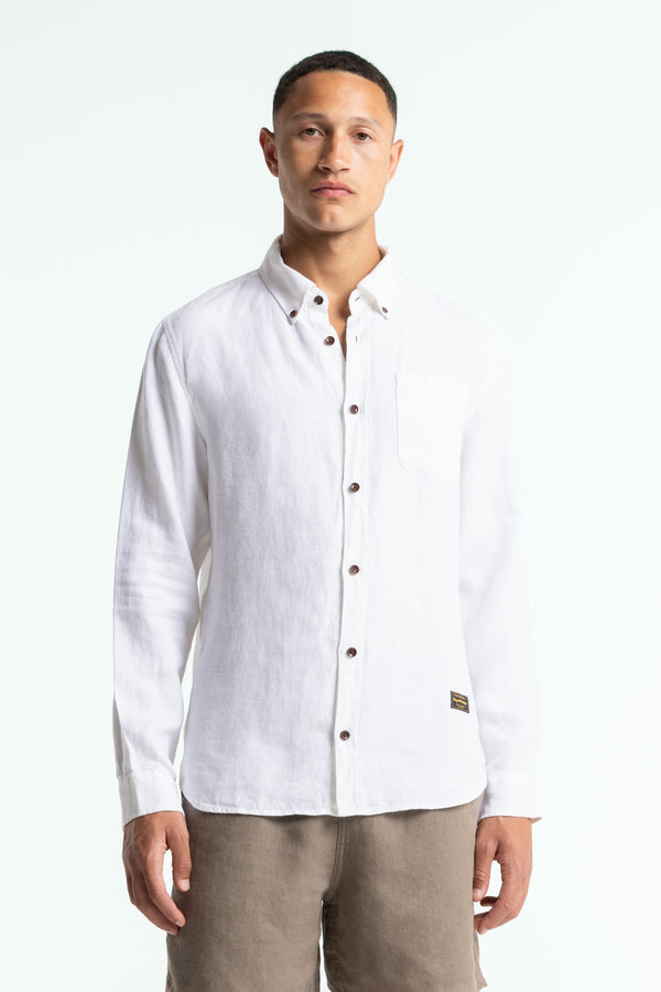 kings of indigo ENDA POCKET OPTICAL WHITE LINEN