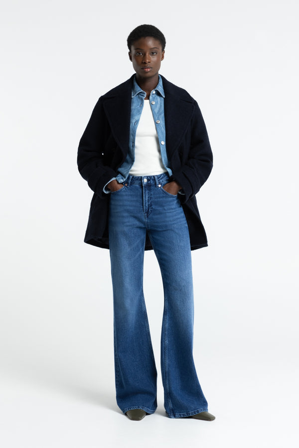 kings of indigo KUKIKO COTTON FLEX MID BLUE