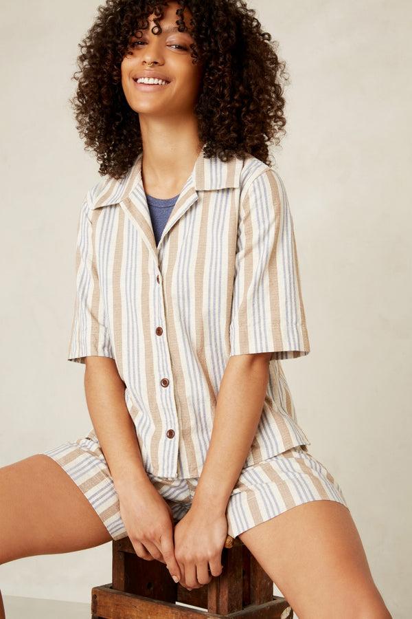 Kings Of Indigo MORRIGAN ECRU HEMP STRIPE