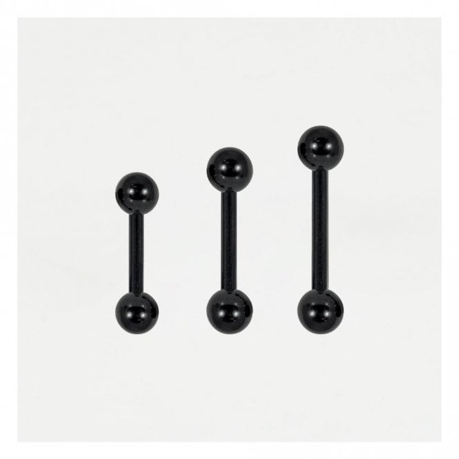 kingsley ryan Black PVD Steel Straight Barbell - 1.2mm & 1.6mm
